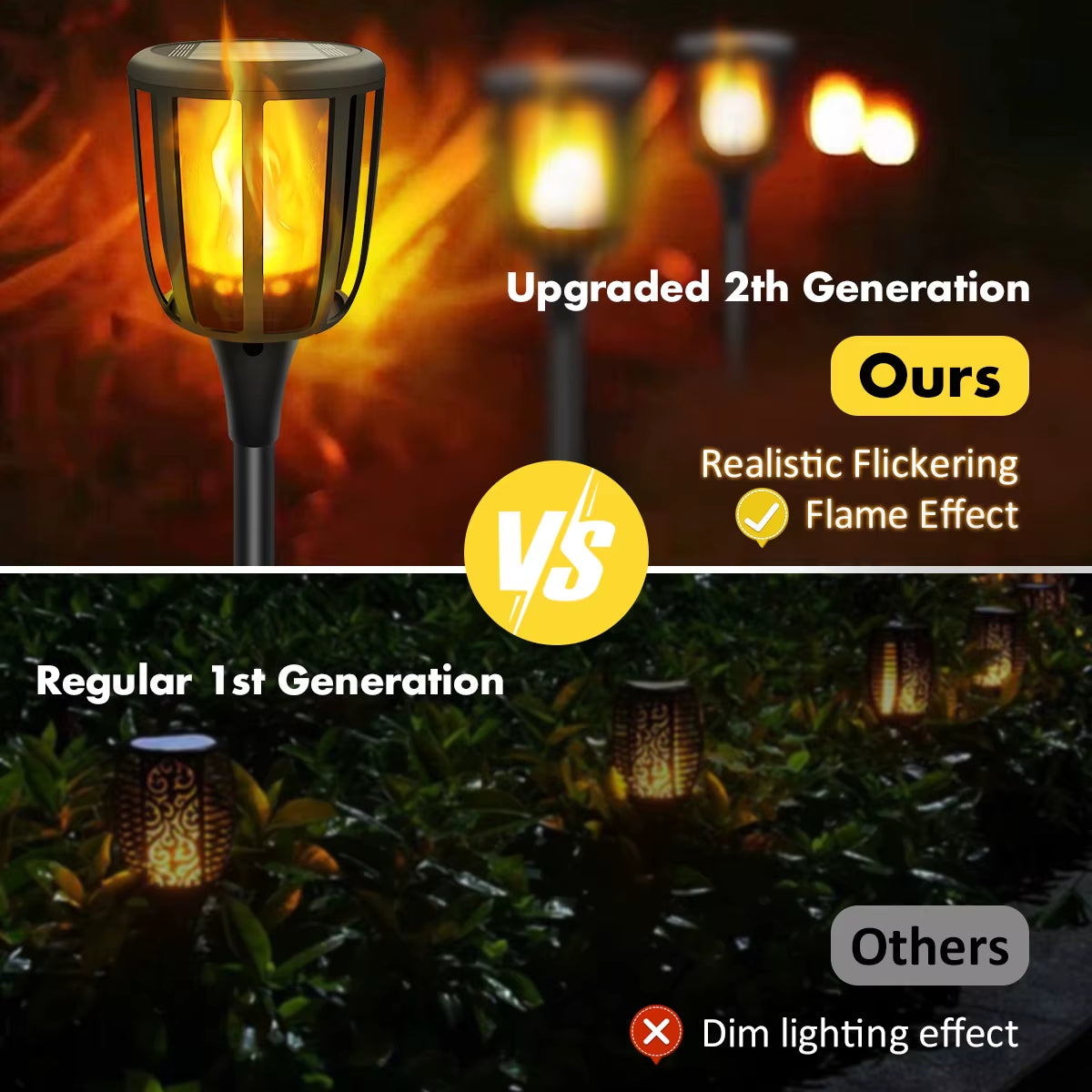 Solar Outdoor Lights Solar Torch Lights with Flickering Flame Waterproof Solar Powered Pathway Lights Landscape Decorative Light