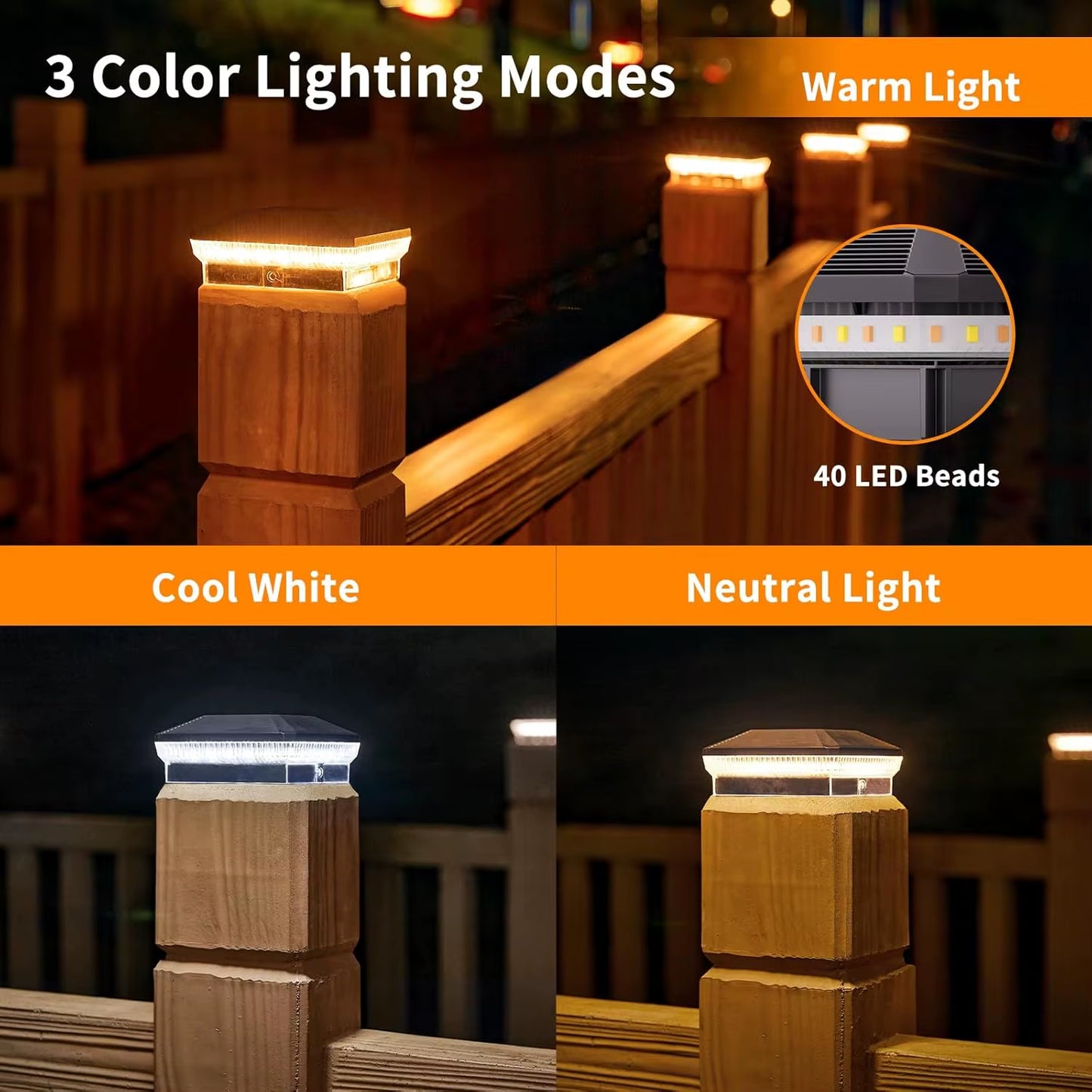 12 Pack 4X4 Solar Post Lights Outdoor, 40 Leds 30 Lumens Fence Post Solar Lights Outdoor with 3 Modes
