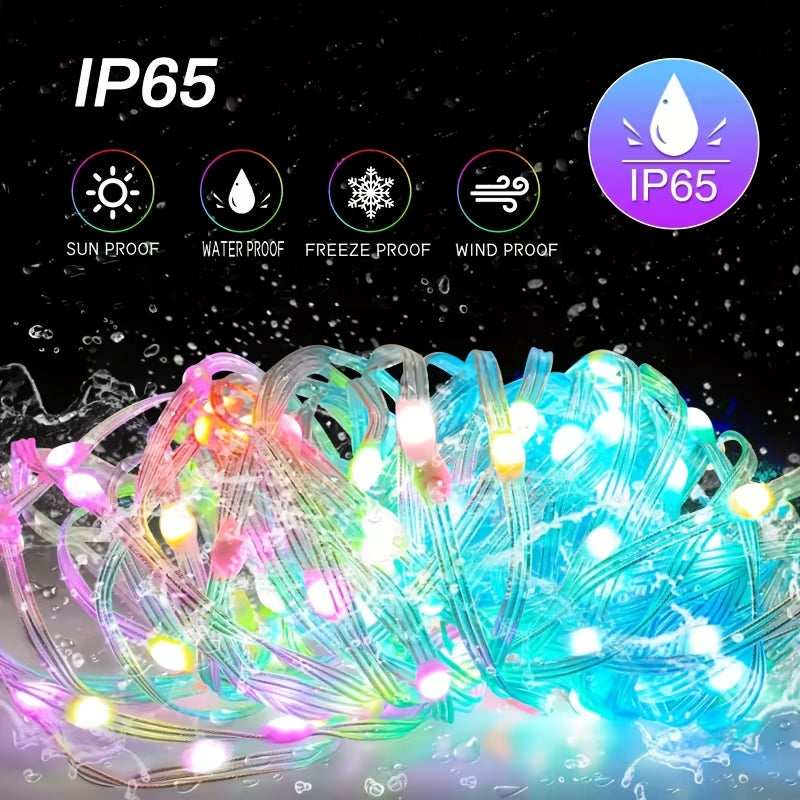 WS2812B RGB LED String 20M 10M 5M DIY Smart IC APP Bluetooth Remote Fairy Lights Dreamcolor Garden Party Christmas Wedding Decor
