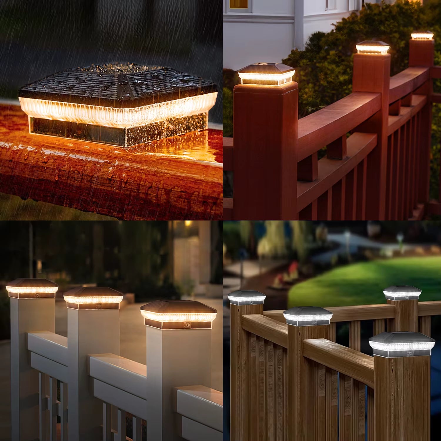12 Pack 4X4 Solar Post Lights Outdoor, 40 Leds 30 Lumens Fence Post Solar Lights Outdoor with 3 Modes