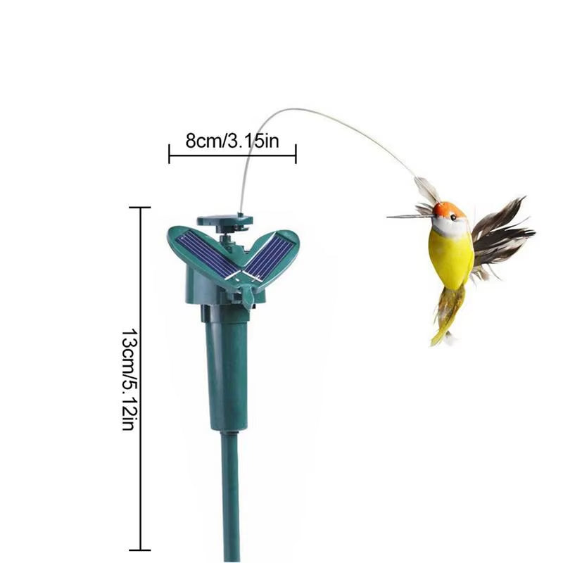 Funny Solar Rotating Bird Toy Flying Hummingbird Power Vibration Birds Stake Flying Fluttering Toy for Garden Decoration