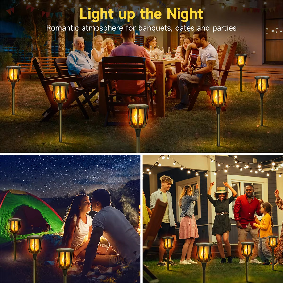 Solar Outdoor Lights Solar Torch Lights with Flickering Flame Waterproof Solar Powered Pathway Lights Landscape Decorative Light