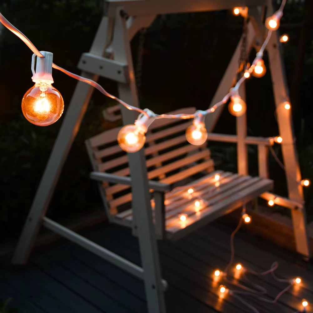 30M 15M Outdoor Light Garland White Cable Waterproof String Lights Street Bulb Garland for Garden Wedding Lights Decoration