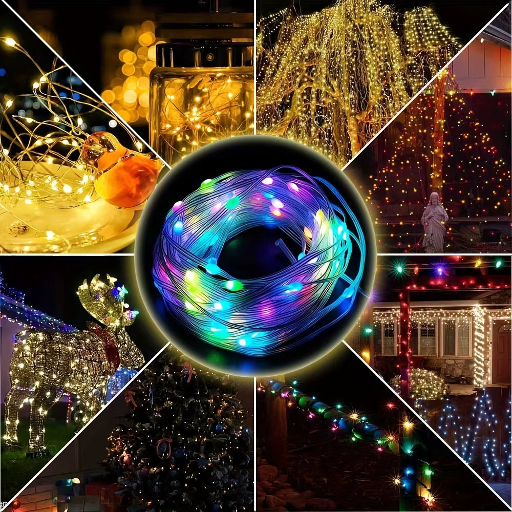 WS2812B RGB LED String 20M 10M 5M DIY Smart IC APP Bluetooth Remote Fairy Lights Dreamcolor Garden Party Christmas Wedding Decor