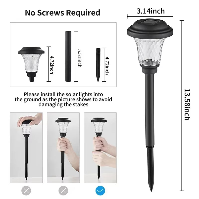 12Pack Solar Light Outdoor Waterproof Auto On/Off Solar outside LED Lights for Yard Garden Path Walkway Driveway and Lawn