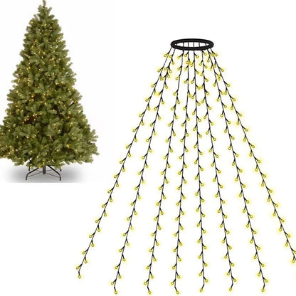 1.5M/2M/3M LED Ring Christmas Tree Tops Lights Decoration Tree Lights String for Patio Garden Outdoor Waterproof Waterfall Light