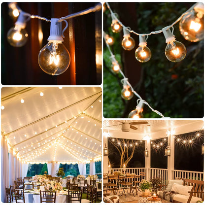 30M 15M Outdoor Light Garland White Cable Waterproof String Lights Street Bulb Garland for Garden Wedding Lights Decoration